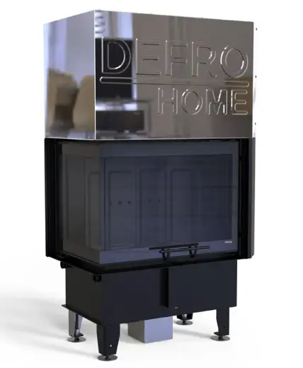 Стальная топка Defro HOME INTRA SM BL G, 10кВт, 755/548/498мм, угловое стекло слева, гильотина,черный керамитон