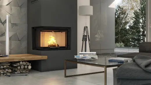 Стальная топка Defro HOME INTRA SM BL G, 10кВт, 755/548/498мм, угловое стекло слева, гильотина,черный керамитон — фото 2