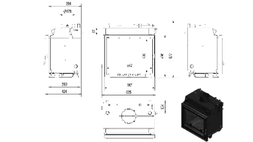 Чугунная топка Kratki Maja PW 12 W DECO с водяным контуром — фото 2