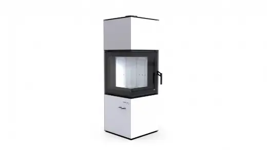 Печь-камин Defro HOME QUADROOM, 9,6 кВт, белая сталь