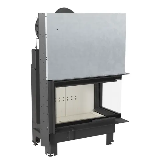 Стальная топка Kratki MB0 P BS SG G 15 (угловая, правая, гнутое стекло, c подъемом)